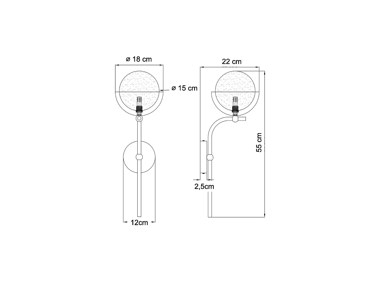 Applique vintage métal laiton et boule en verre - Vania