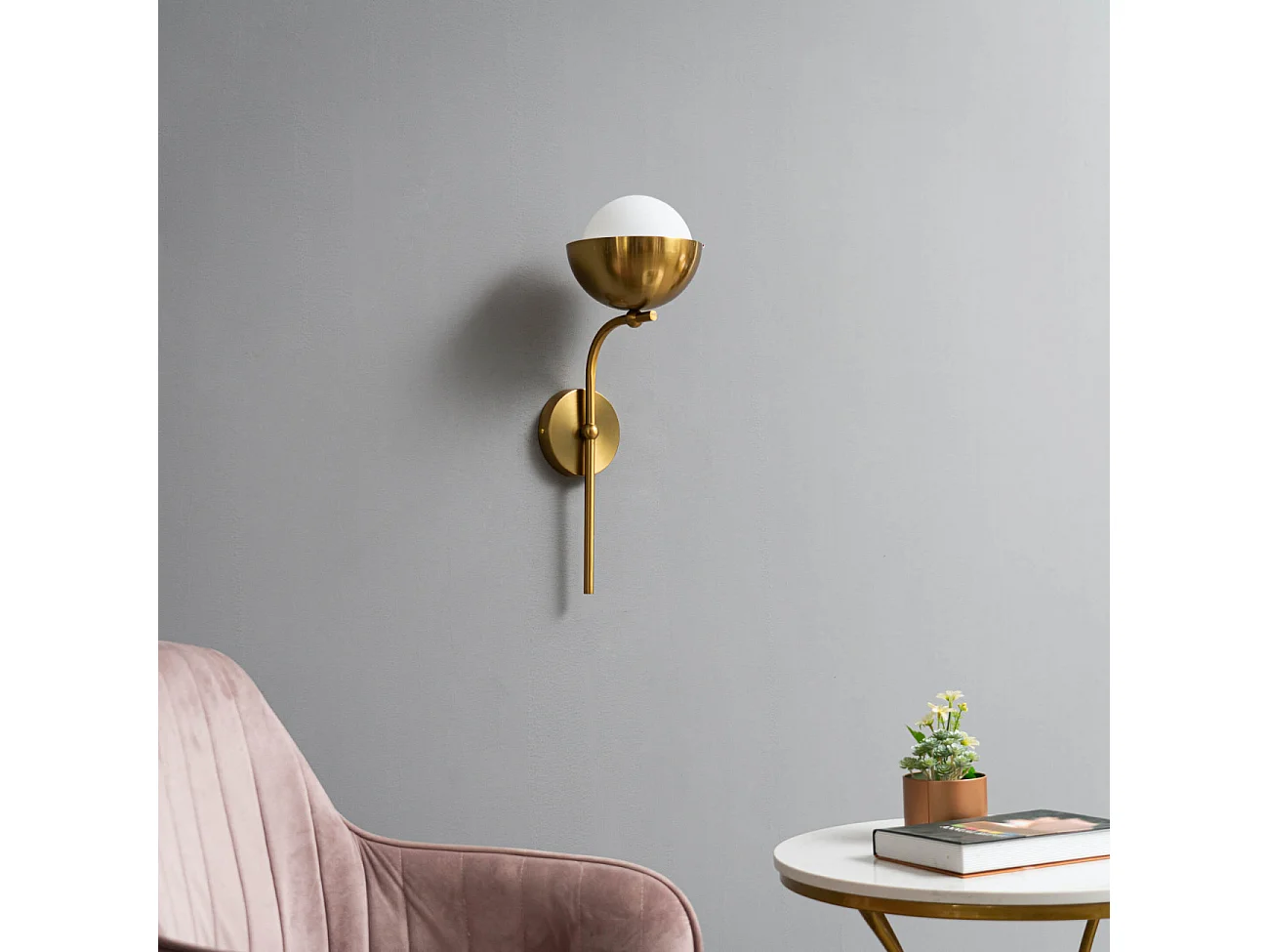 Applique vintage métal laiton et boule en verre - Vania