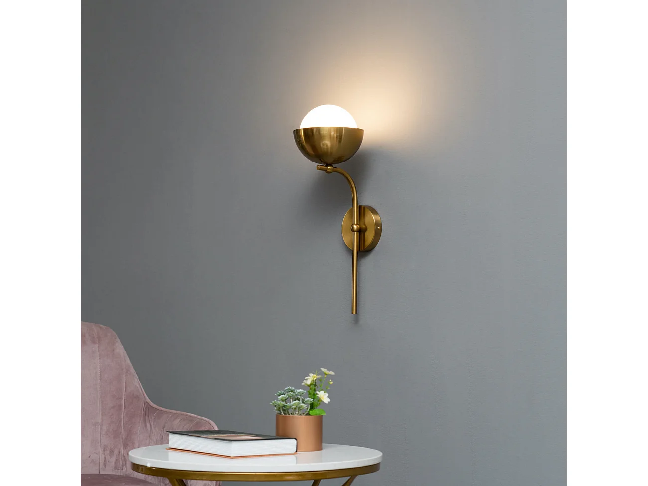 Applique vintage métal laiton et boule en verre - Vania