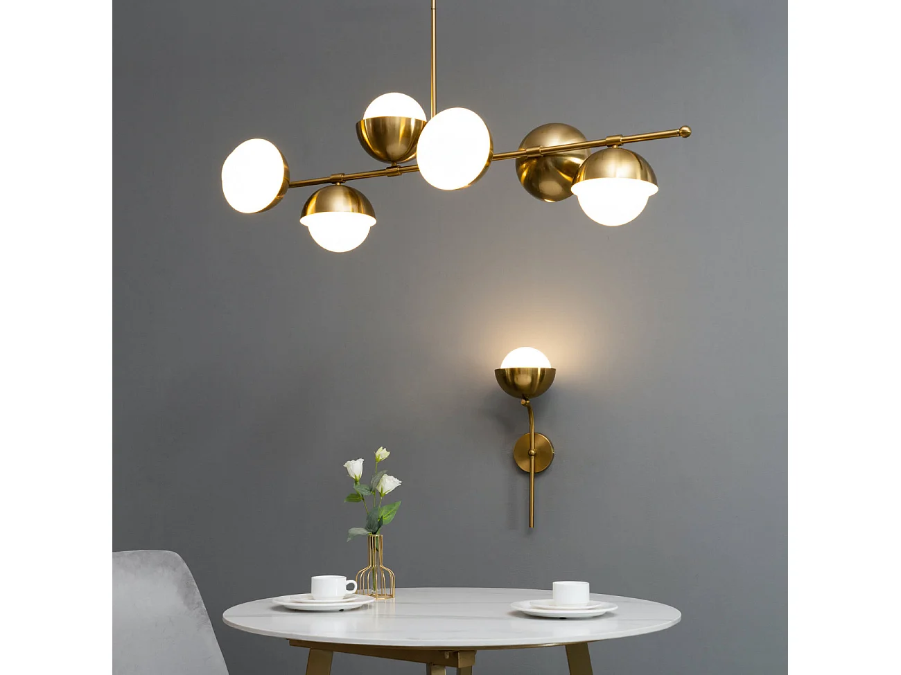 Applique vintage métal laiton et boule en verre - Vania