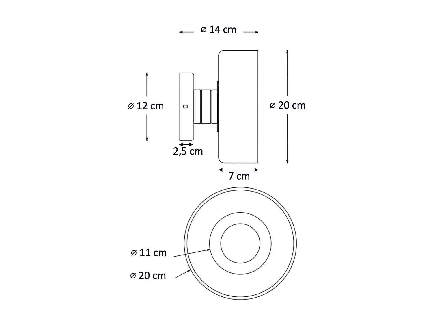 Éclairage mural ou plafond en métal et verre 20 cm - Valdo