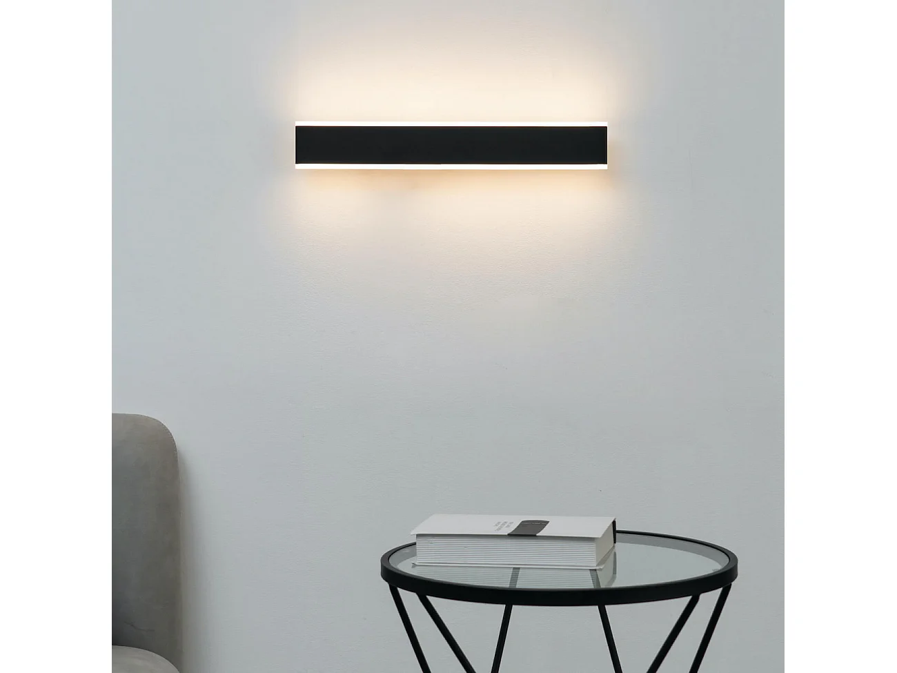 Grande applique LED longueur 50 cm noir - Bastia