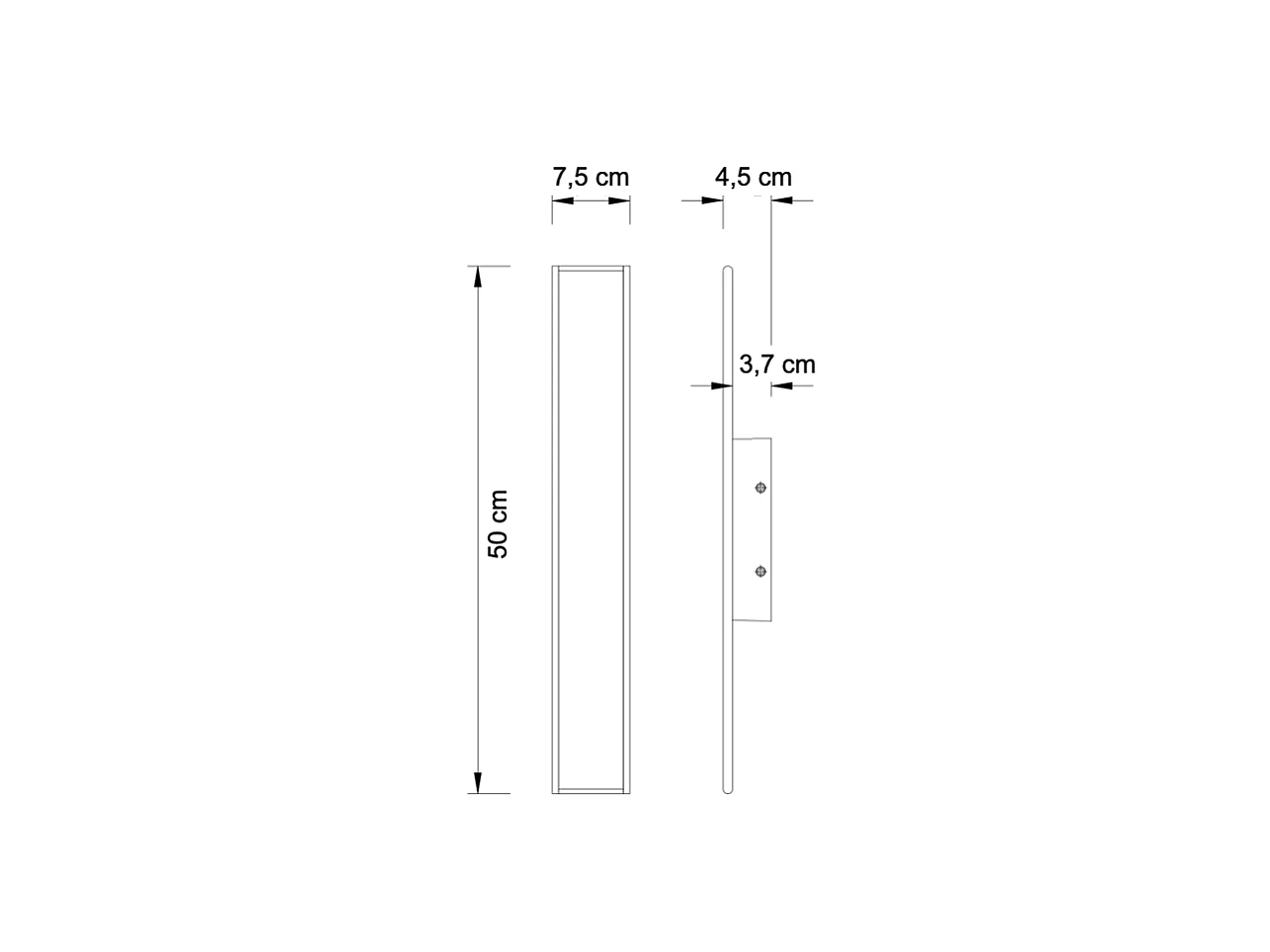 Grande applique LED longueur 50 cm noir - Bastia