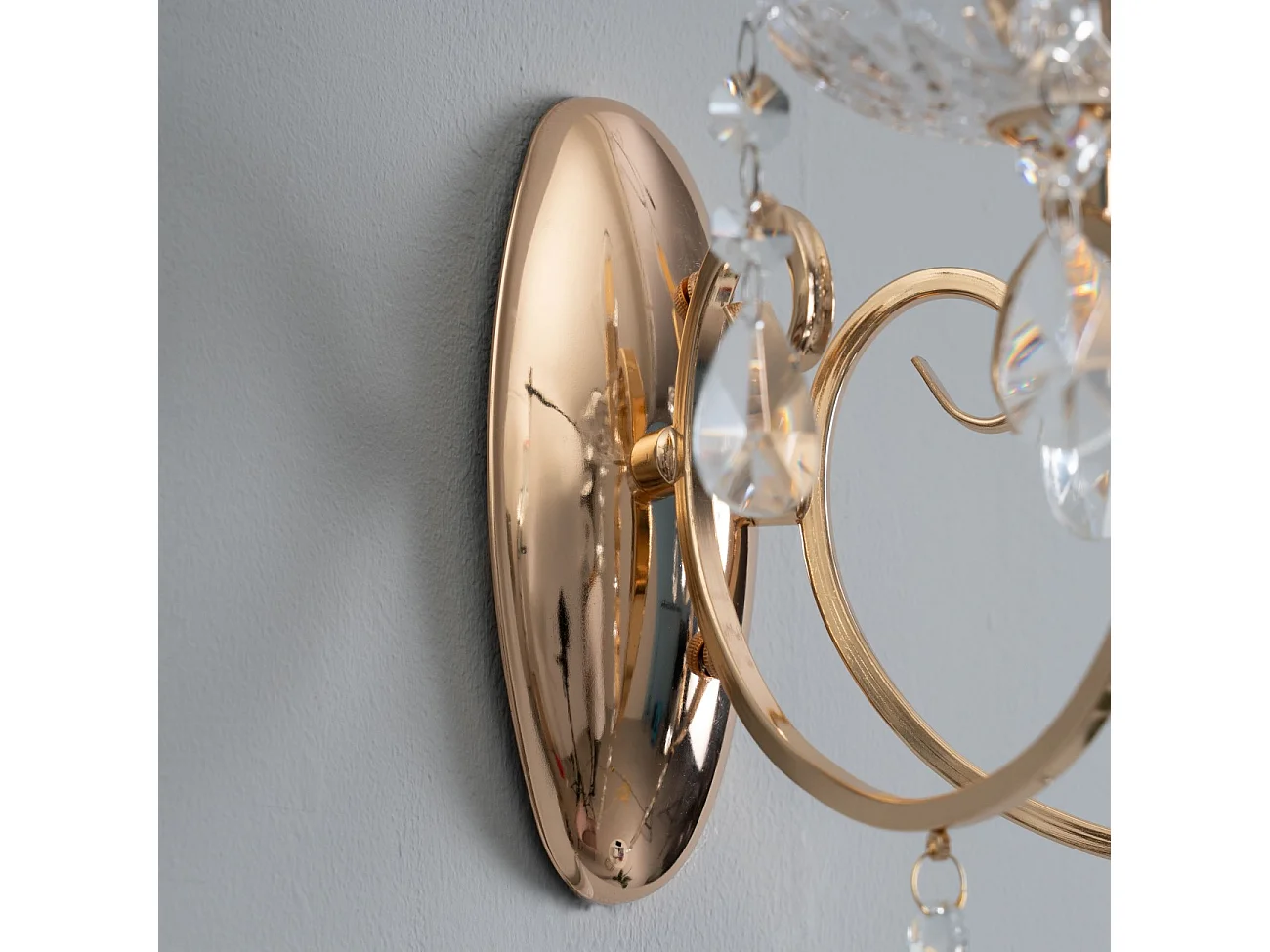 Applique 2 bras cristal baroque pampilles or rose - Pavia