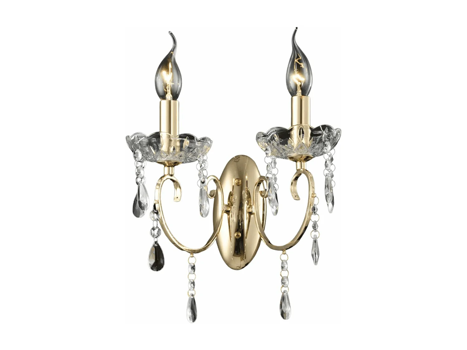 Applique 2 bras cristal baroque pampilles or rose - Pavia