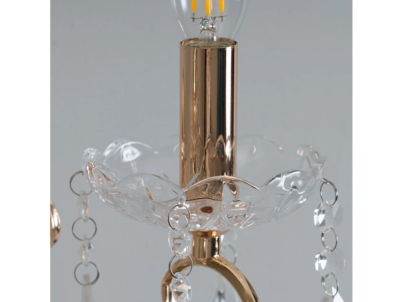 Applique 2 bras cristal baroque pampilles or rose - Pavia