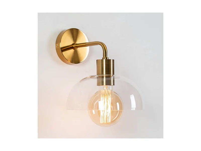 Applique dorée et abat-jour verre - Eloise