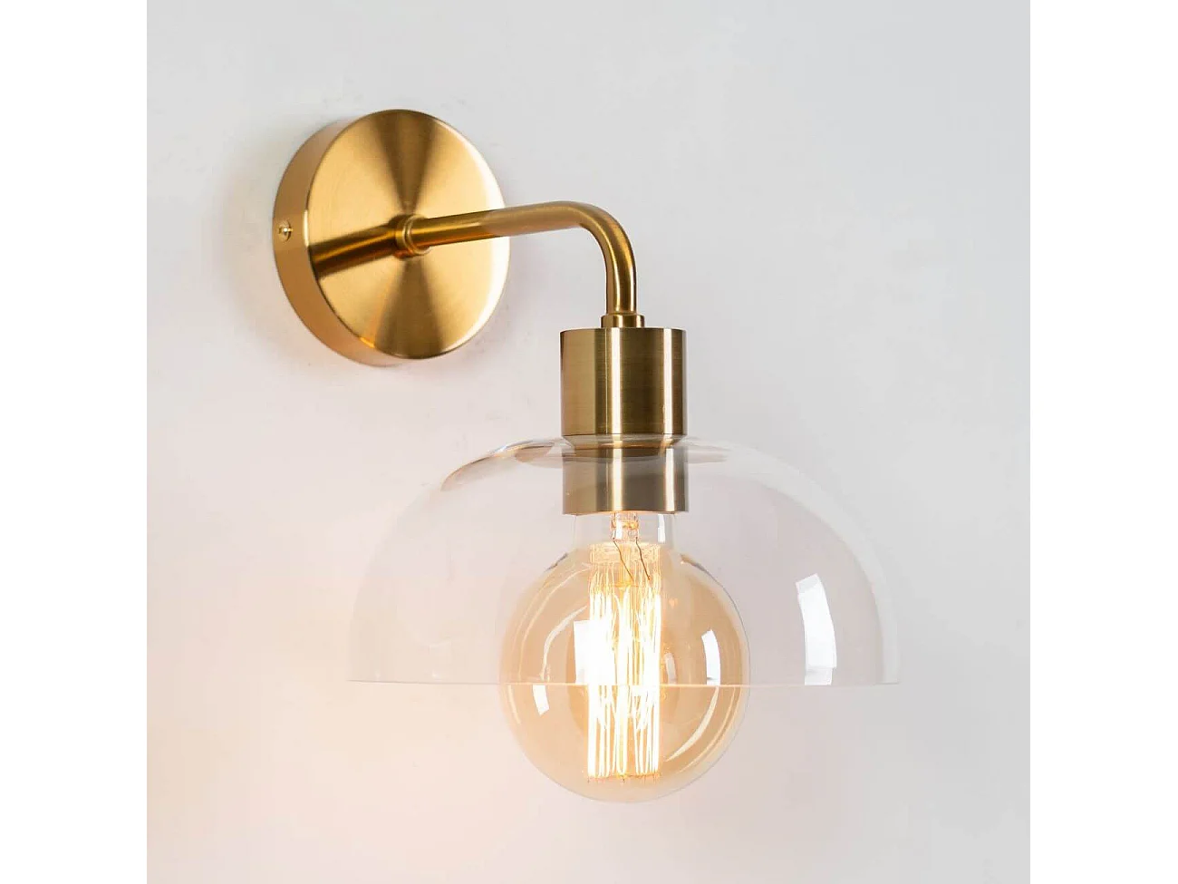 Applique dorée et abat-jour verre - Eloise