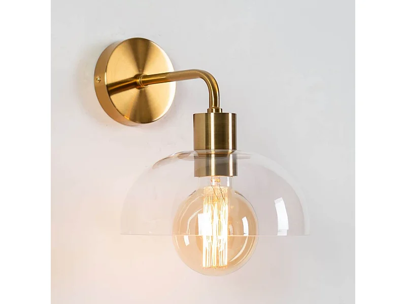 Applique dorée et abat-jour verre - Eloise