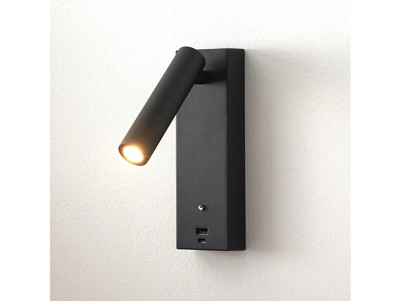 Applique LED liseuse noire avec port USB dimmable - Tofino