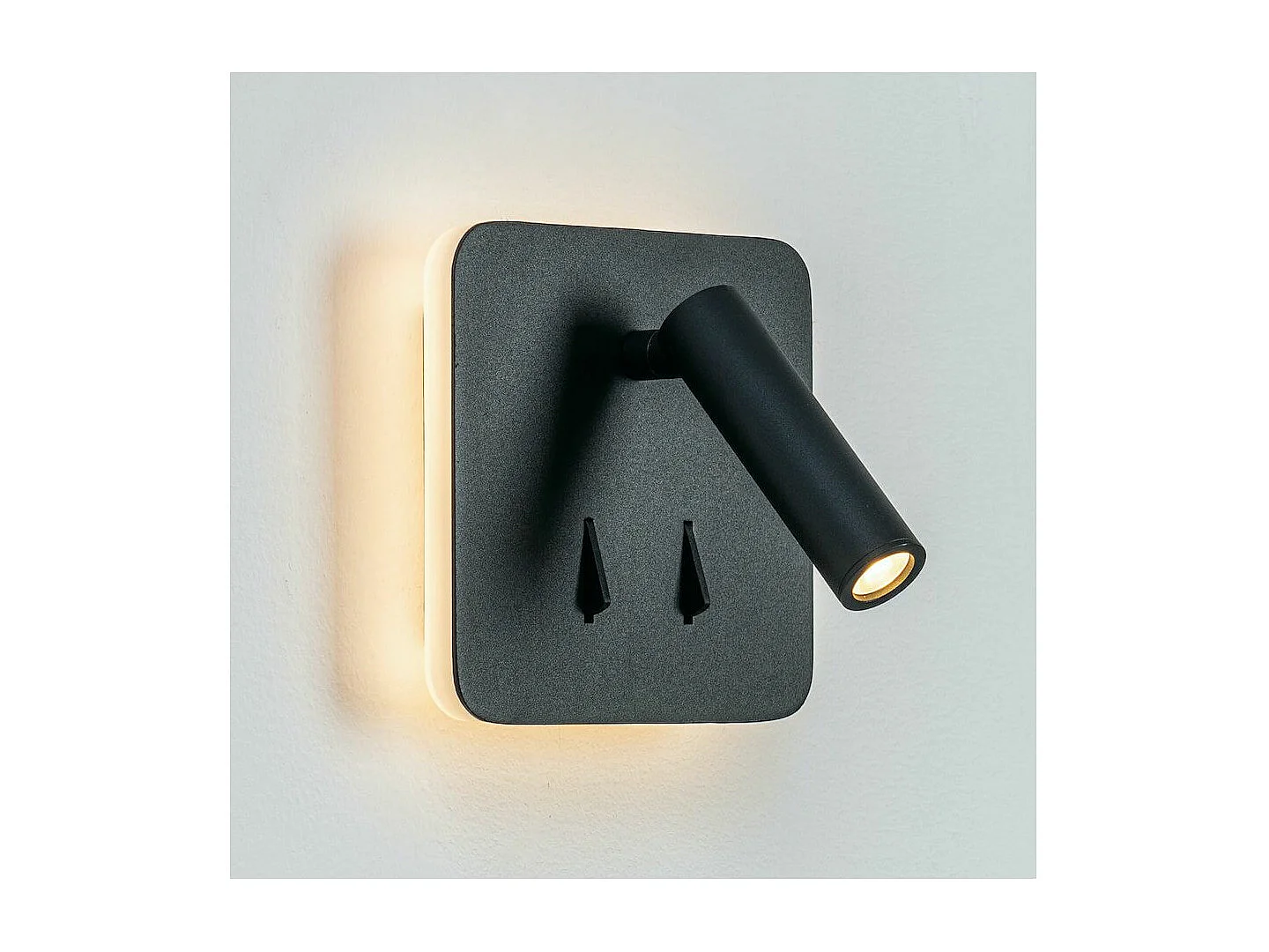 Liseuse carrée noire double lumière LED multifonctionnelle - Bilbao