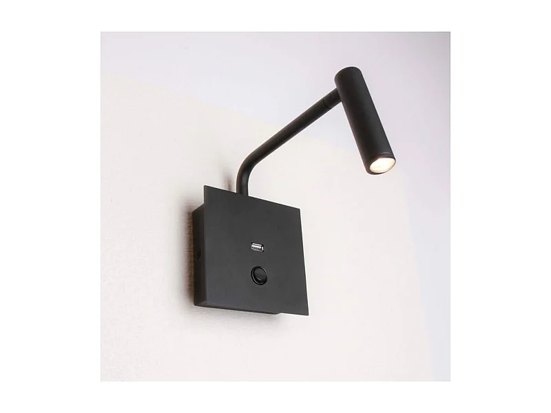 Liseuse noire pratique et moderne LED et port USB intégré - Miami