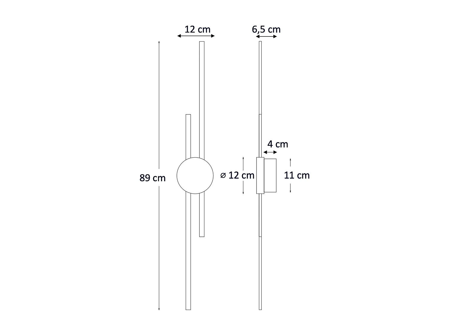 Grande applique noire et laiton aux lignes épurées 89 cm - Pia