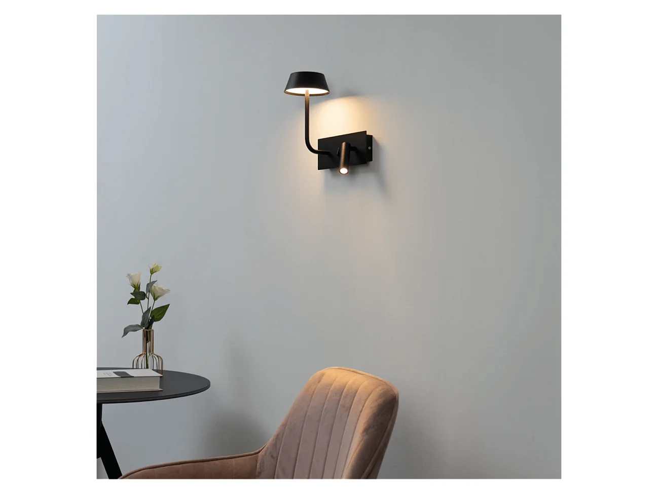 Applique murale LED avec liseuse intégrée  - Fabro