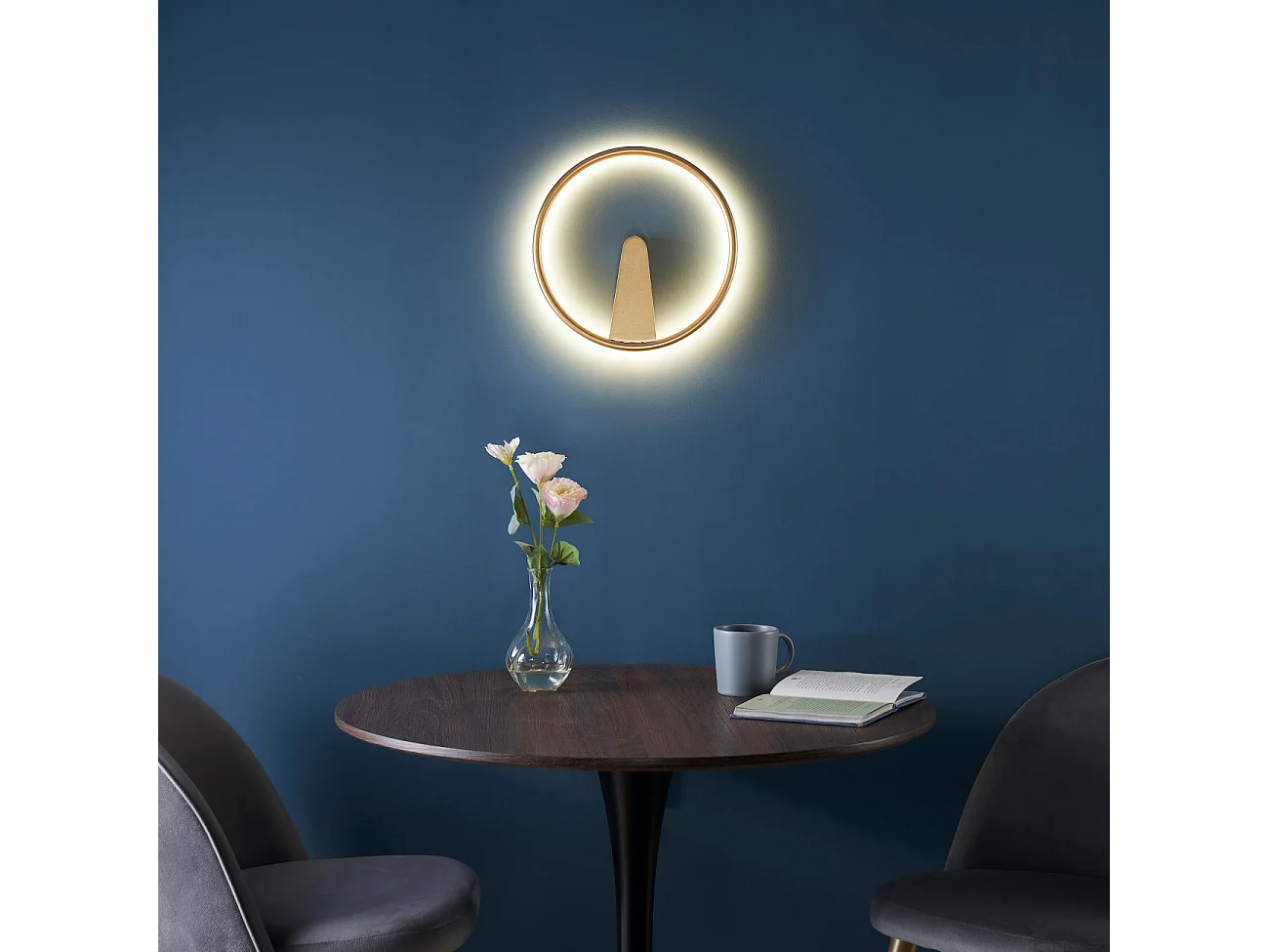 Applique minimaliste cercle LED doré - Scott