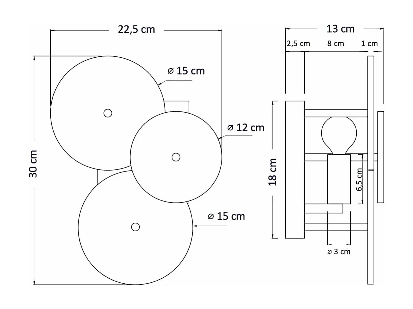 Applique murale chic métal doré brillant et verre - Emilia