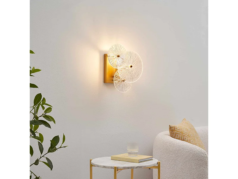 Applique murale chic métal doré brillant et verre - Emilia