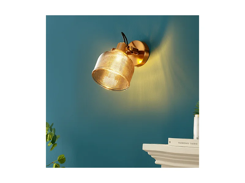 Applique cloche verre ambré texturé - Vela