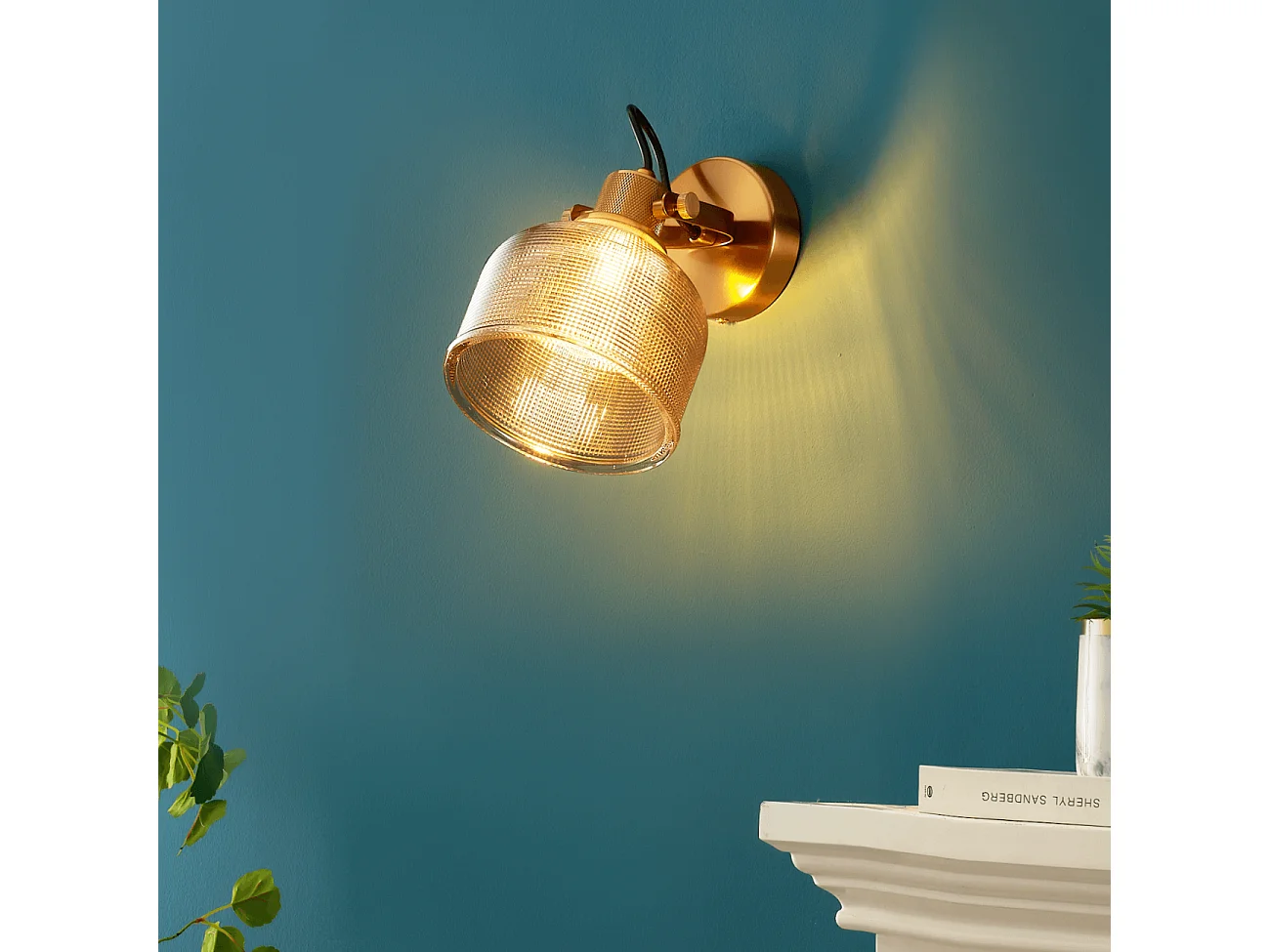 Applique cloche verre ambré texturé - Vela