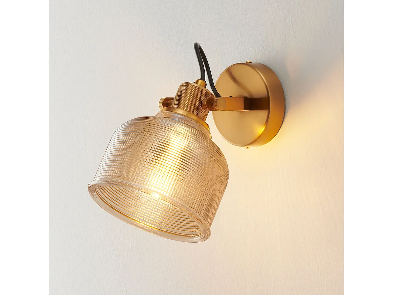 Applique cloche verre ambré texturé - Vela