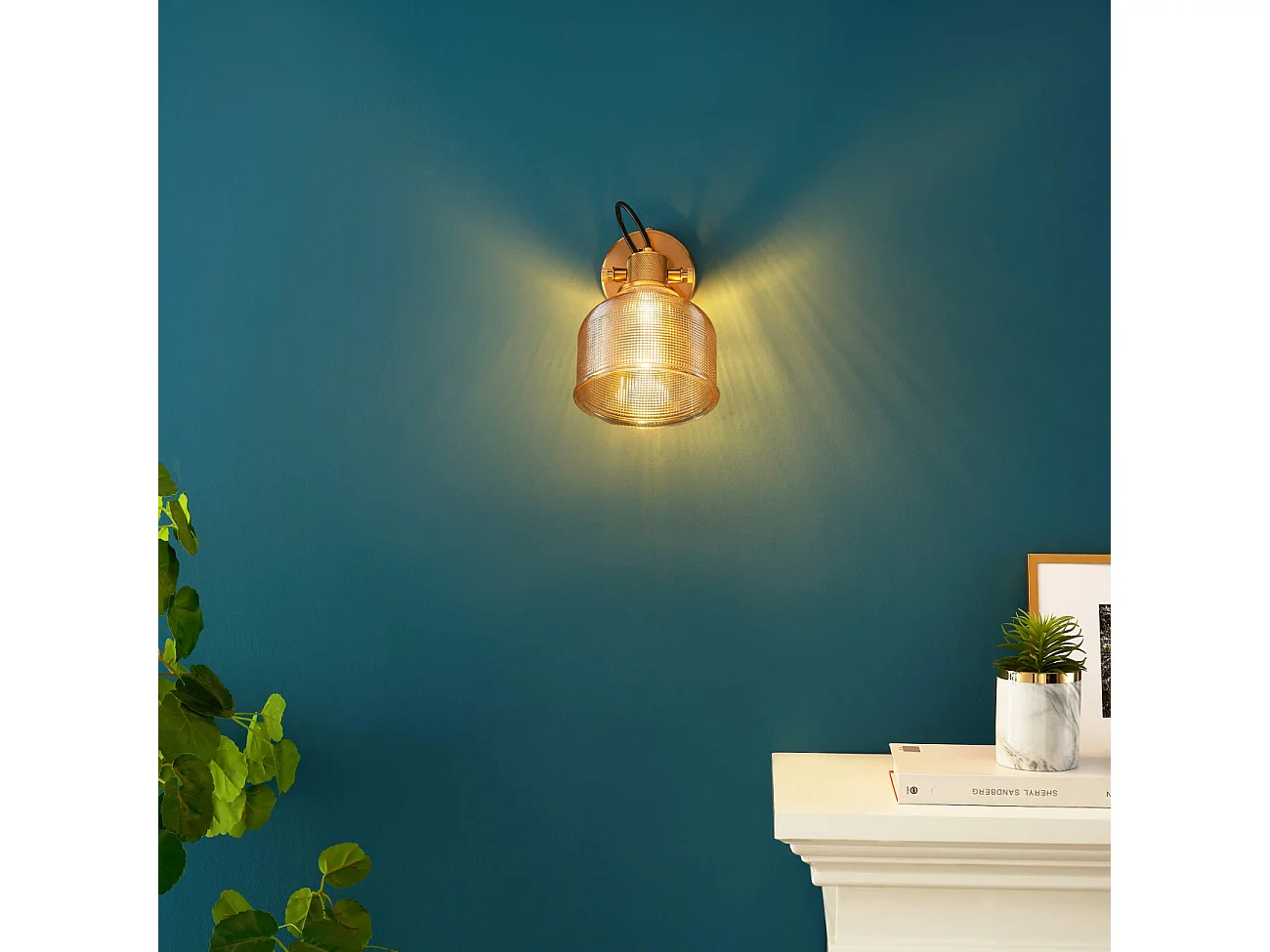 Applique cloche verre ambré texturé - Vela