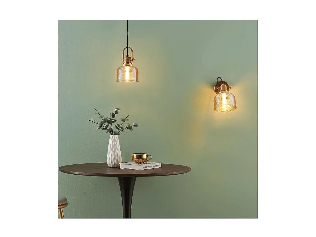 Applique cloche verre ambré texturé - Vela