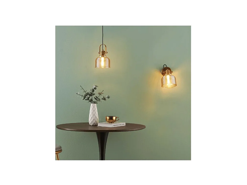 Applique cloche verre ambré texturé - Vela