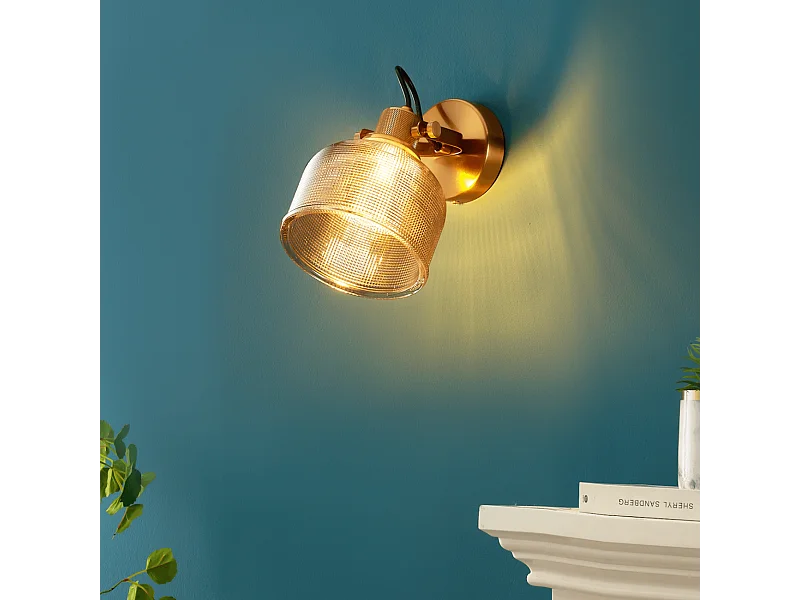 Applique cloche verre ambré texturé - Vela