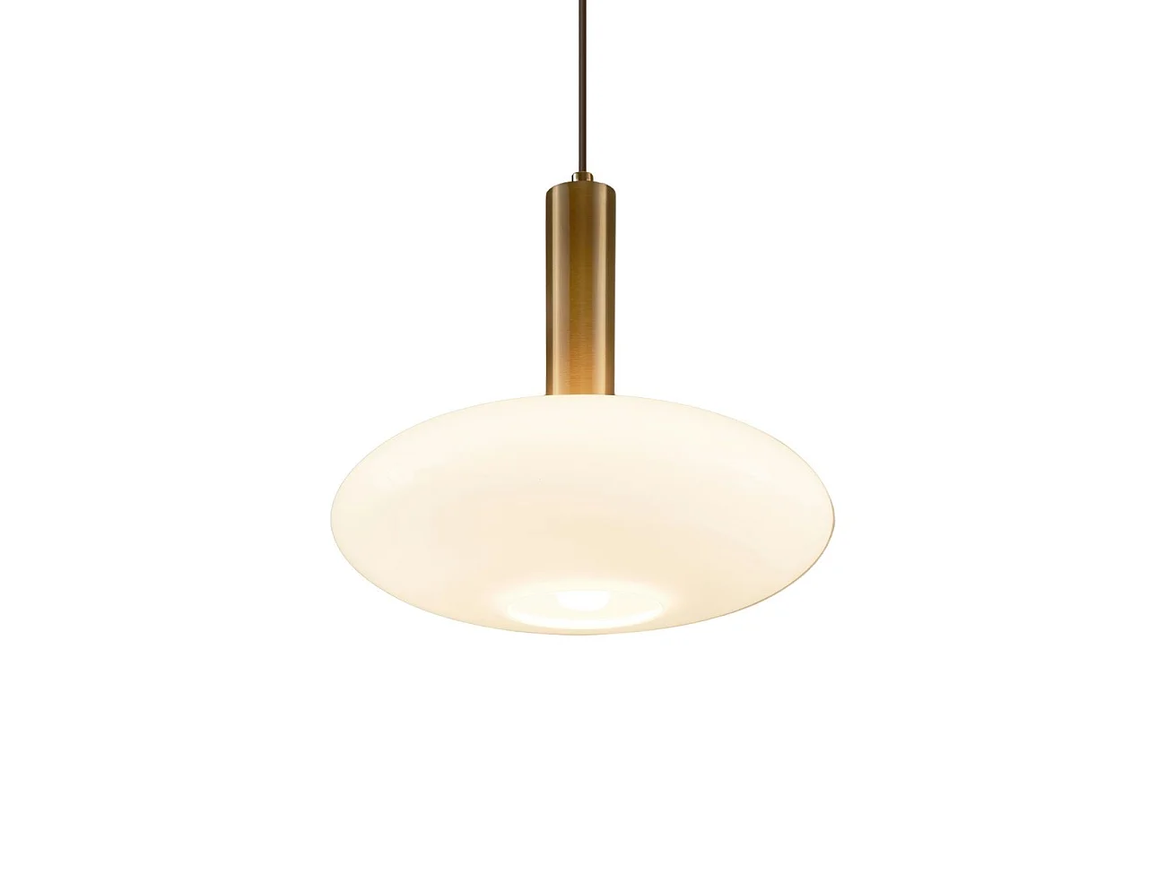 Suspension métal laiton et verre opale - Zinnia