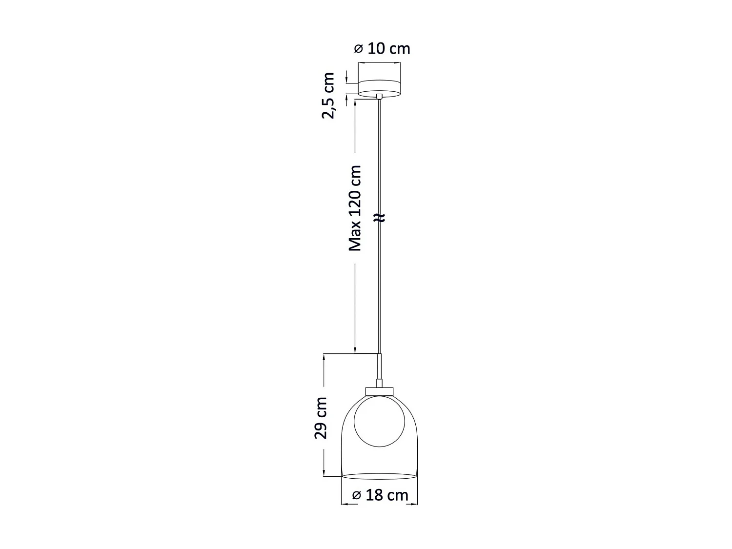 Suspension cloche et boule blanche - Calypso