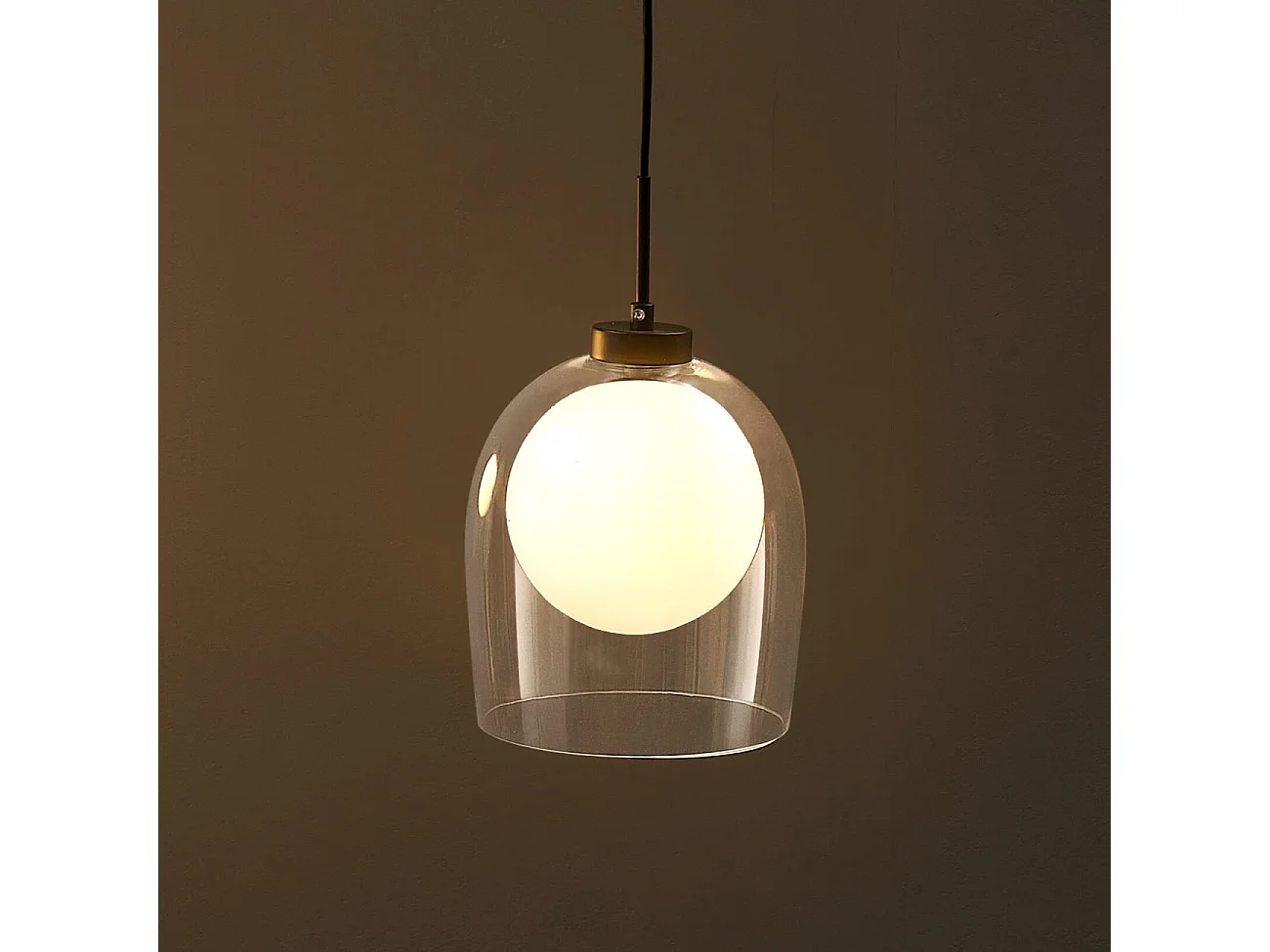 Suspension cloche et boule blanche - Calypso