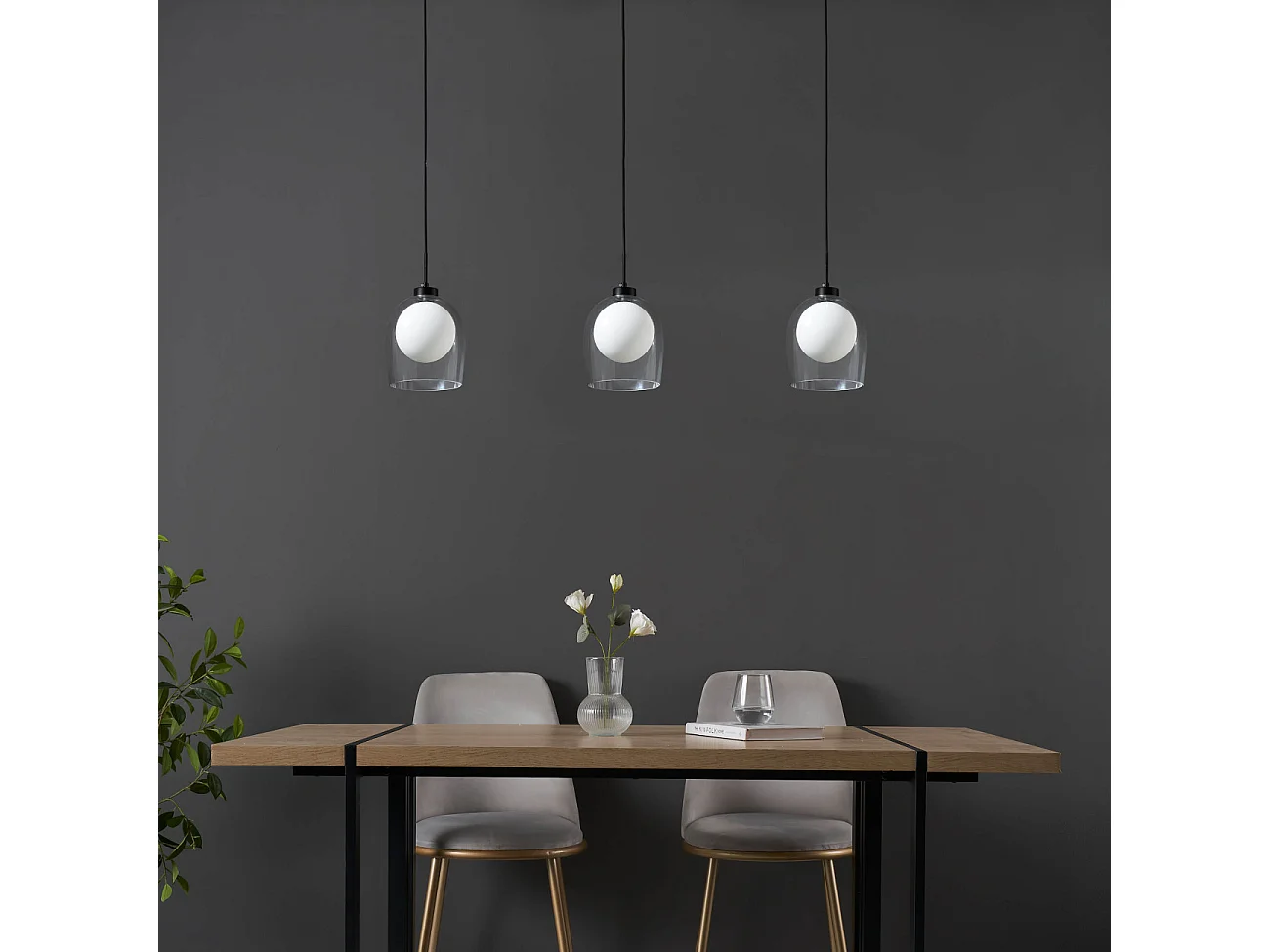 Suspension cloche et boule blanche - Calypso