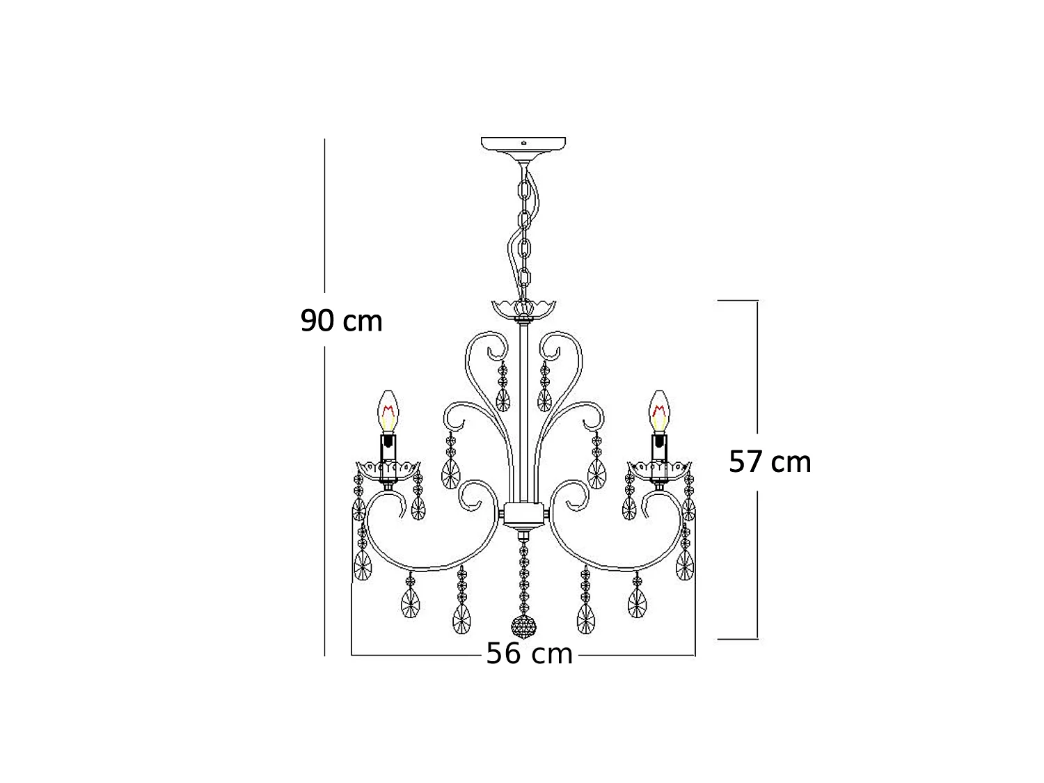 Lustre cristal or rose - Pavia