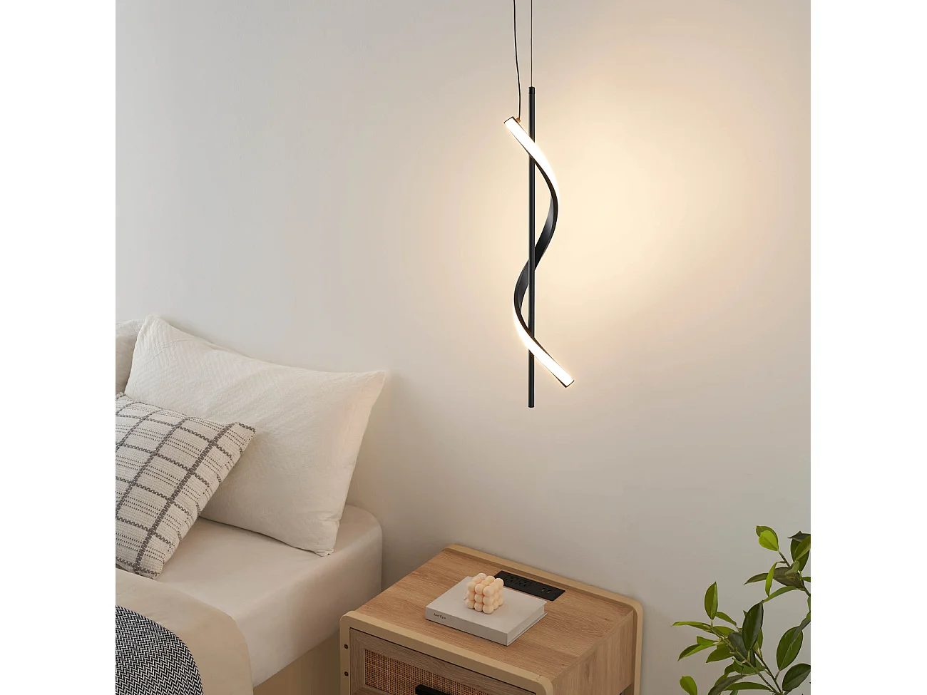 Suspension spirale verticale noire LED dimmable - Lybella