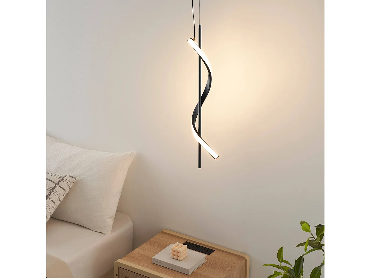 Suspension spirale verticale noire LED dimmable - Lybella