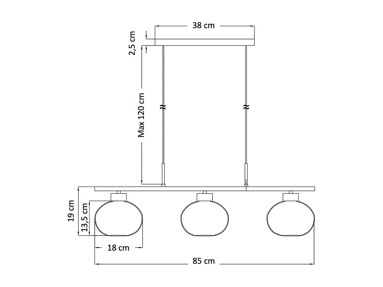 Suspension triple dorée abat-jours en verre blanc - Alcyone
