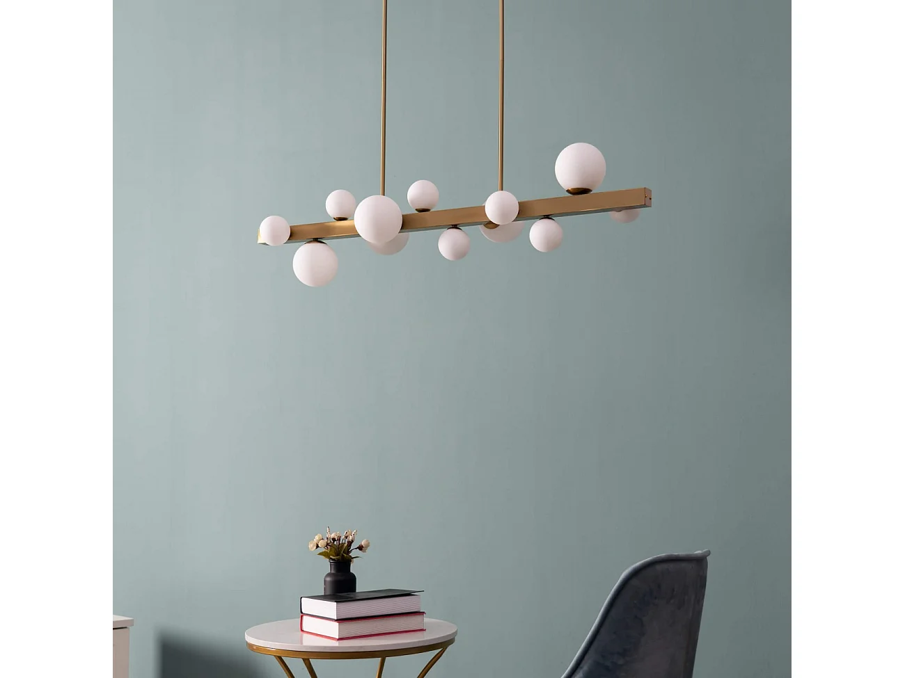 Grande suspension à 12 sphères blanches - Oromia