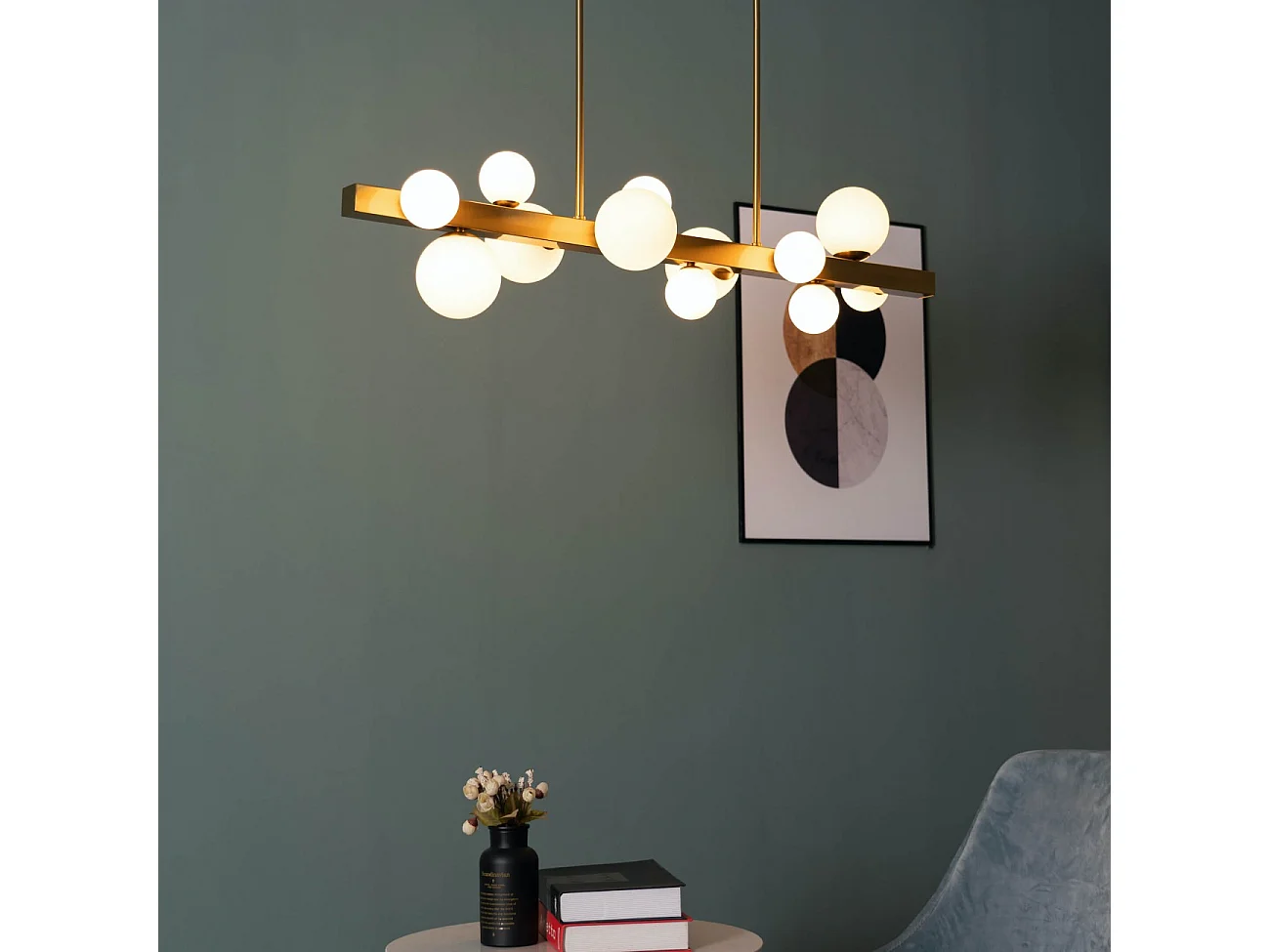 Grande suspension à 12 sphères blanches - Oromia