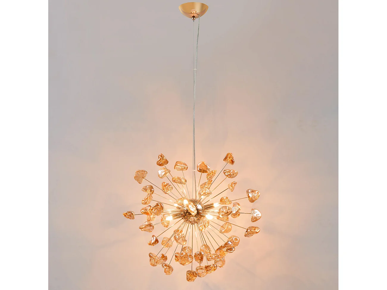 Suspension décorative métal doré et verre ambré - Rimelia