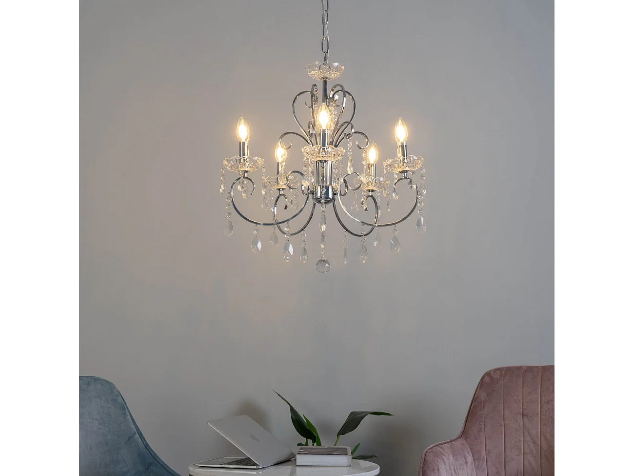 Lustre cristal argent - Pavia
