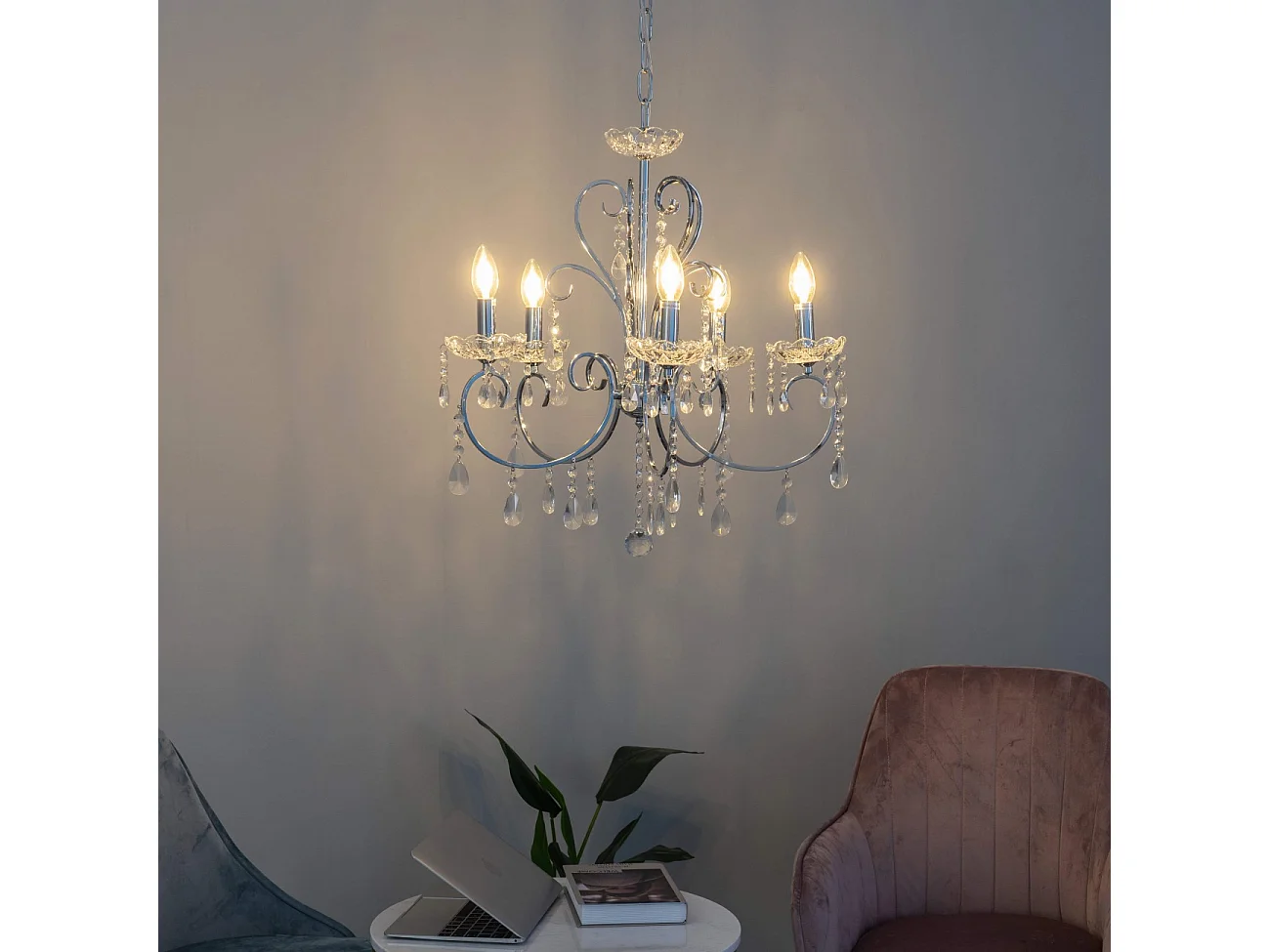 Lustre cristal argent - Pavia