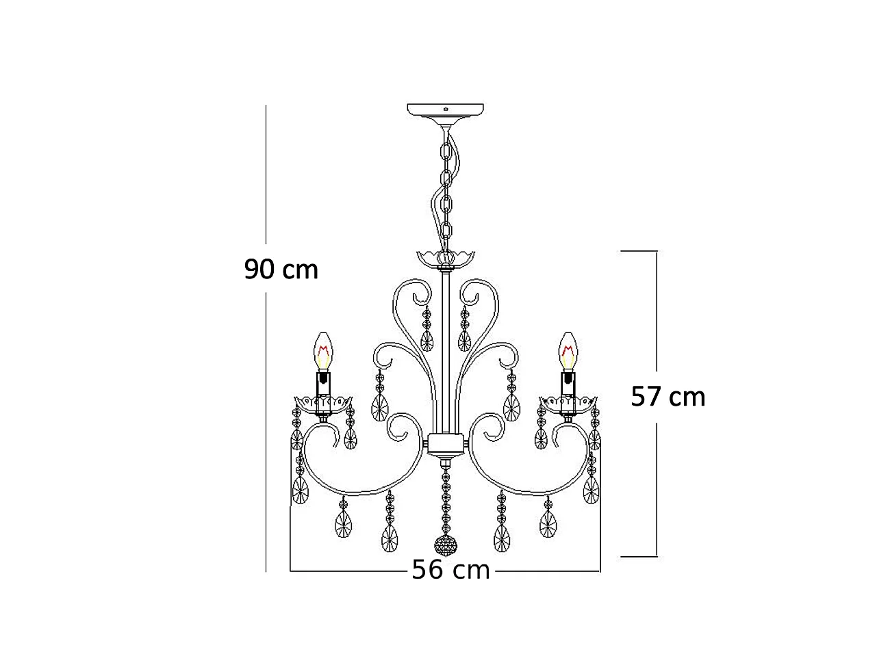 Lustre cristal argent - Pavia