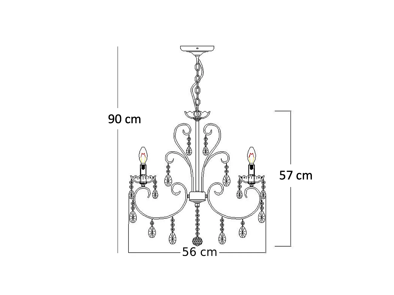 Lustre cristal argent - Pavia