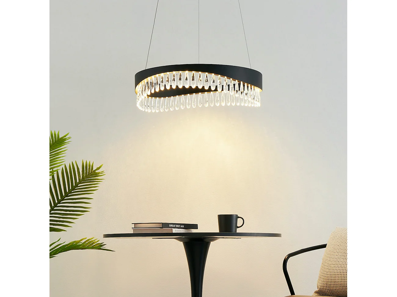 Suspension circulaire noire pampilles scintillantes - Capilano