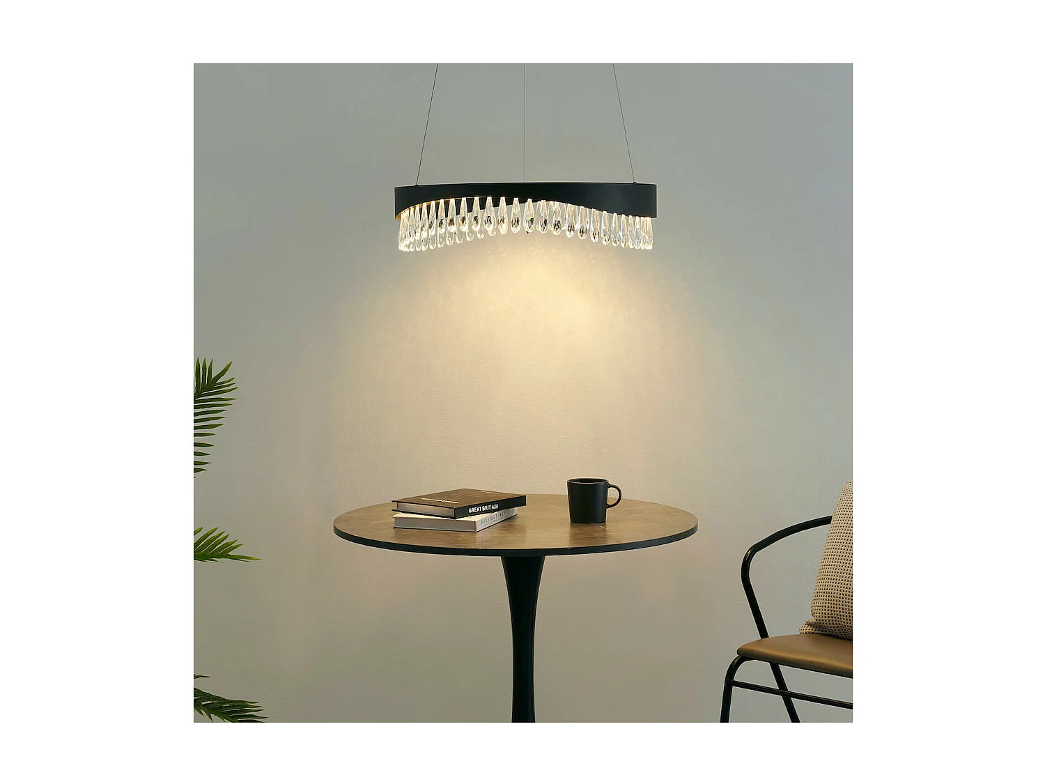 Suspension circulaire noire pampilles scintillantes - Capilano