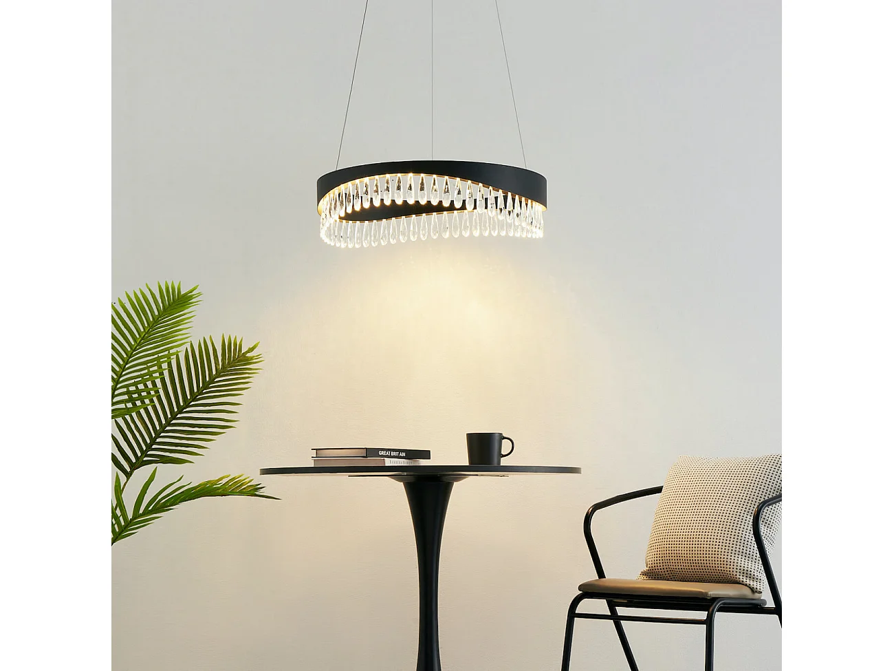 Suspension circulaire noire pampilles scintillantes - Capilano
