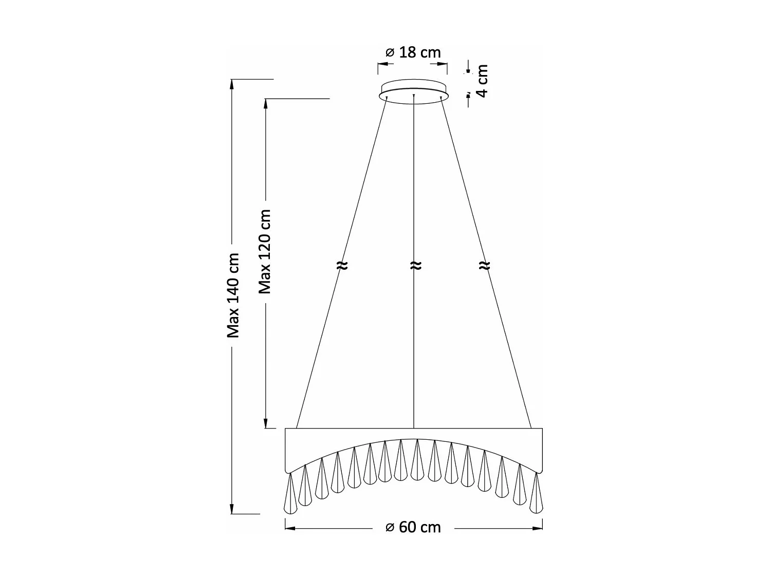 Suspension circulaire noire pampilles scintillantes - Capilano
