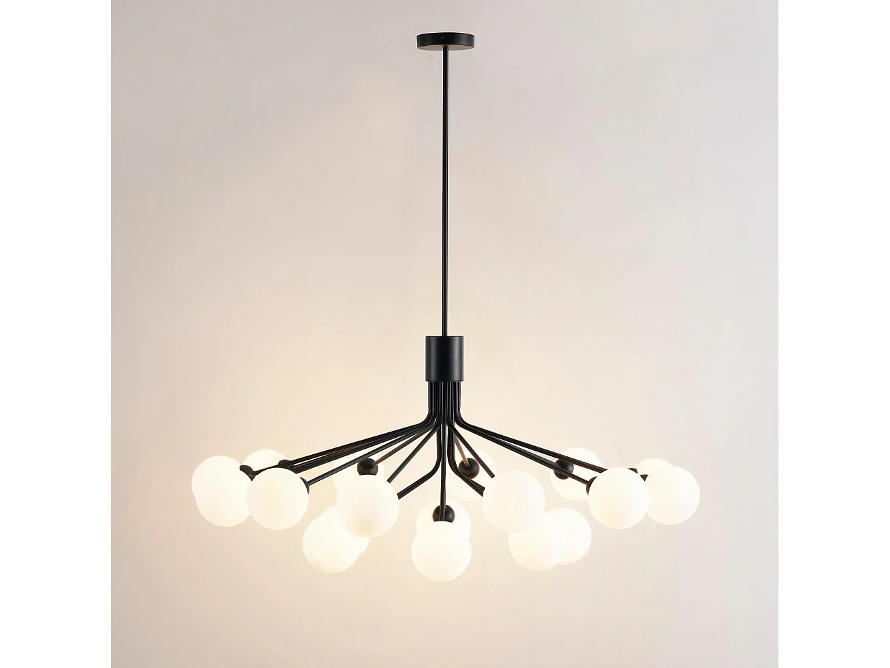 Grande suspension élégante noire à 18 boules - Audrey