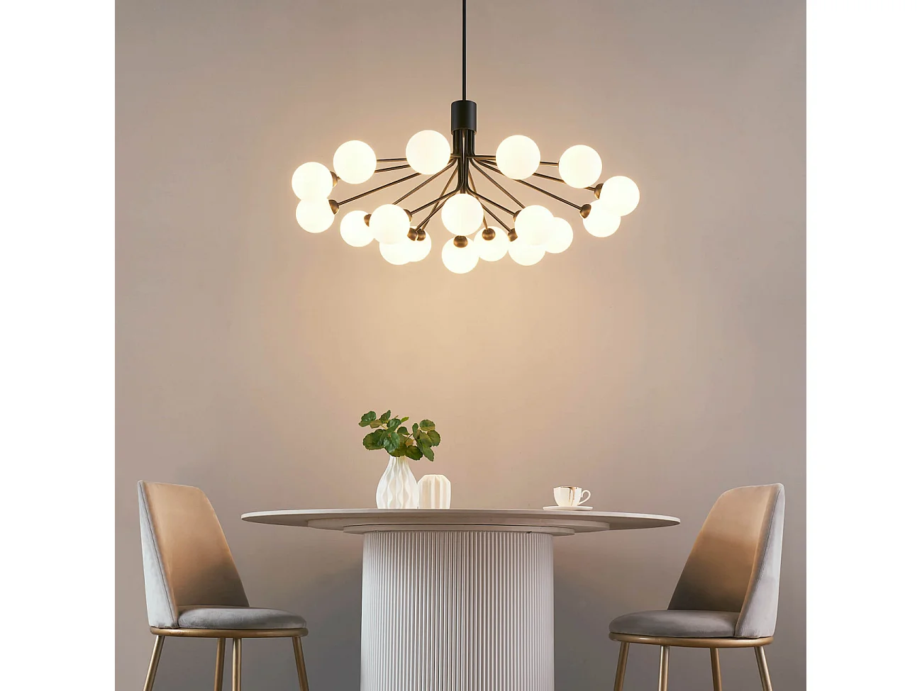 Grande suspension élégante noire à 18 boules - Audrey