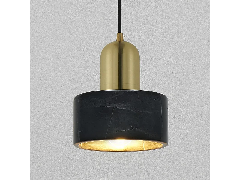 Suspension cylindrique marbre noir et métal doré - Meryl